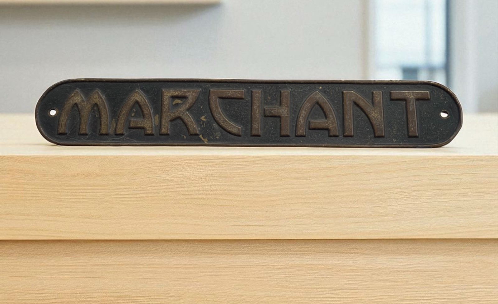 Marchant 6″ advertising name plate 1930s Adding Machine 6″ Emblem