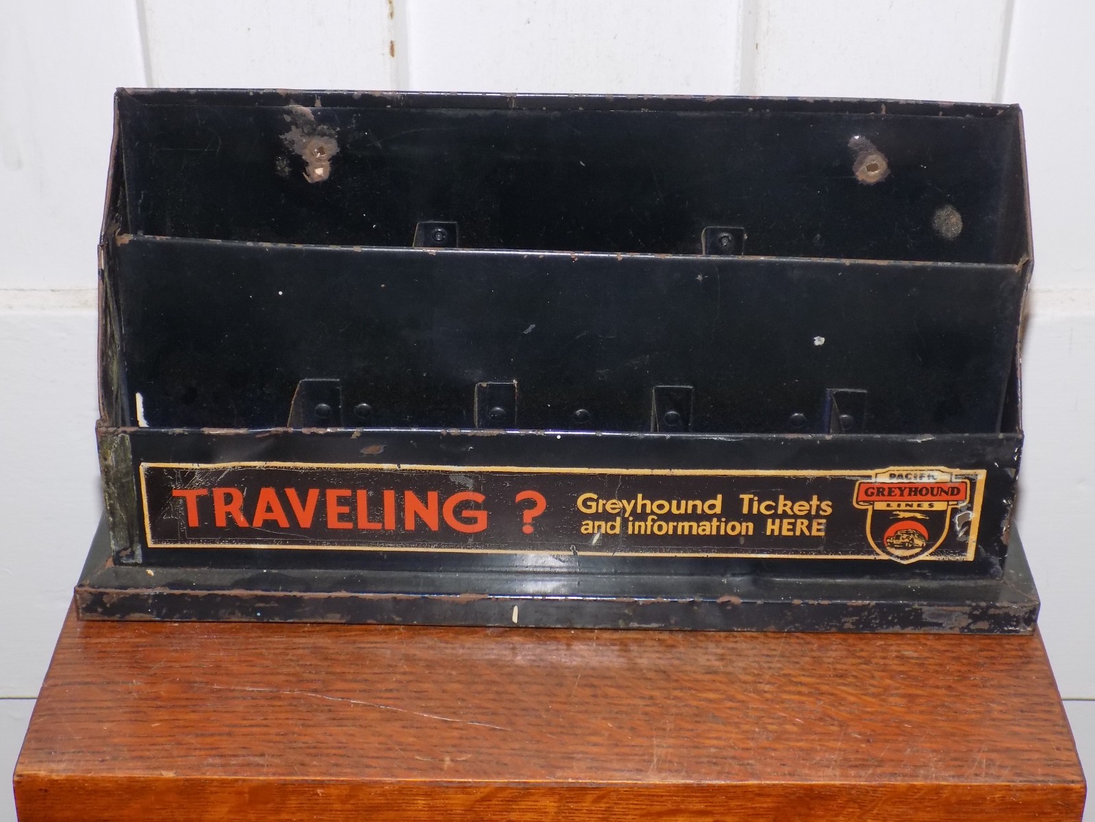 Vintage Pacific Greyhound Lines Tickets and Information Metal Store Display