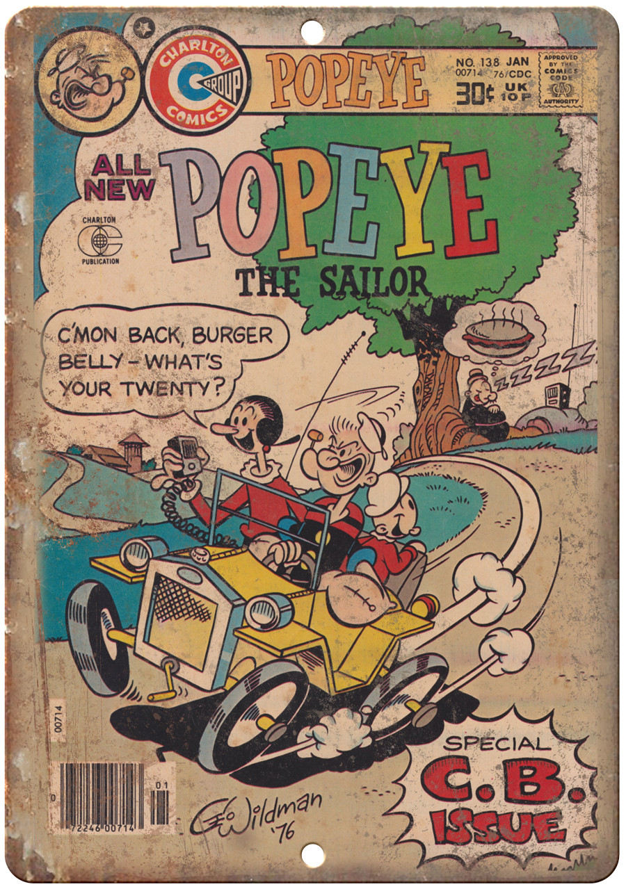 1976 Popeye The Sailor Wildman Comic Book 12″ x 9″ Reproduction Metal Sign J249