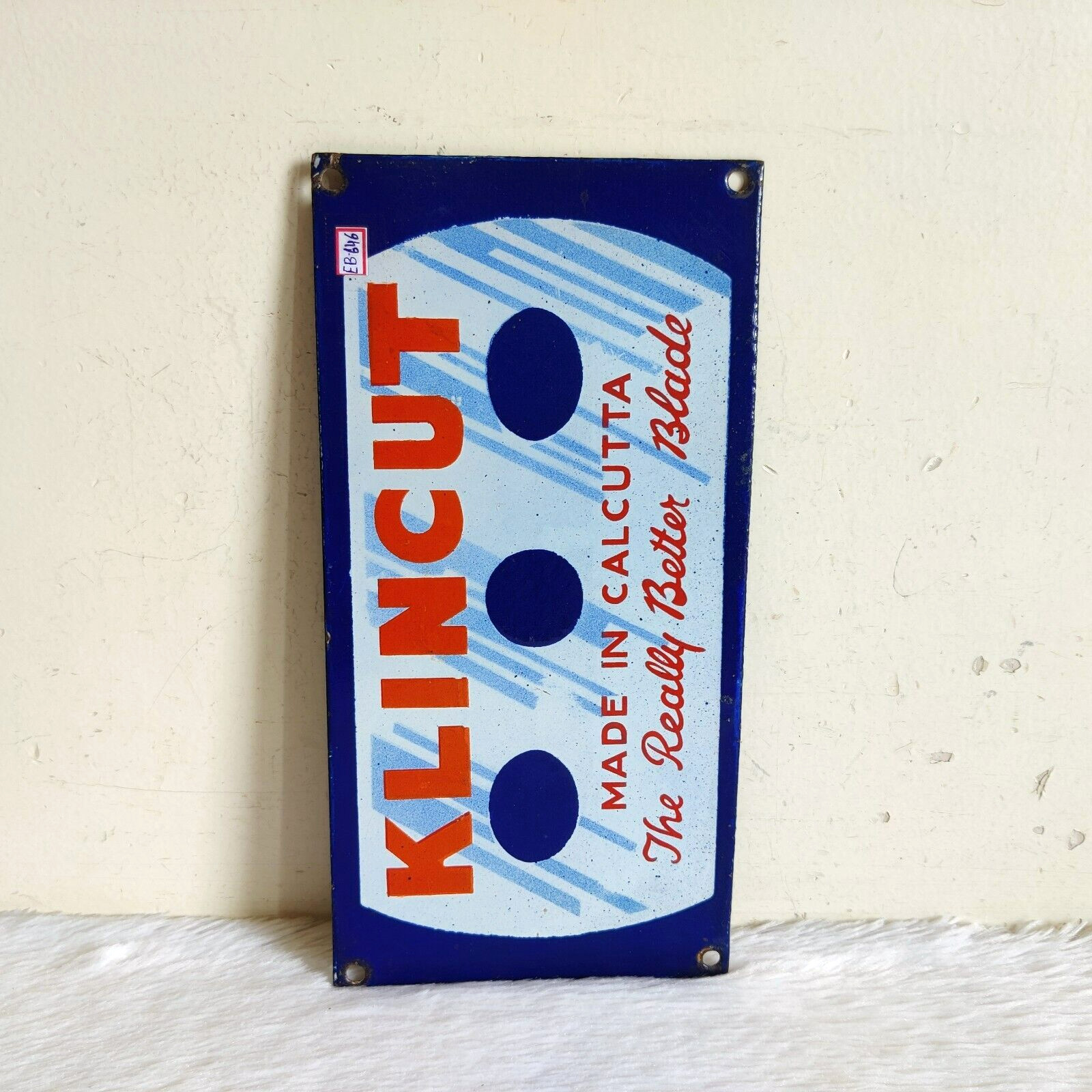 1940s Vintage Klincut Really Better Blade Grooming Advertising Enamel Sign EB646