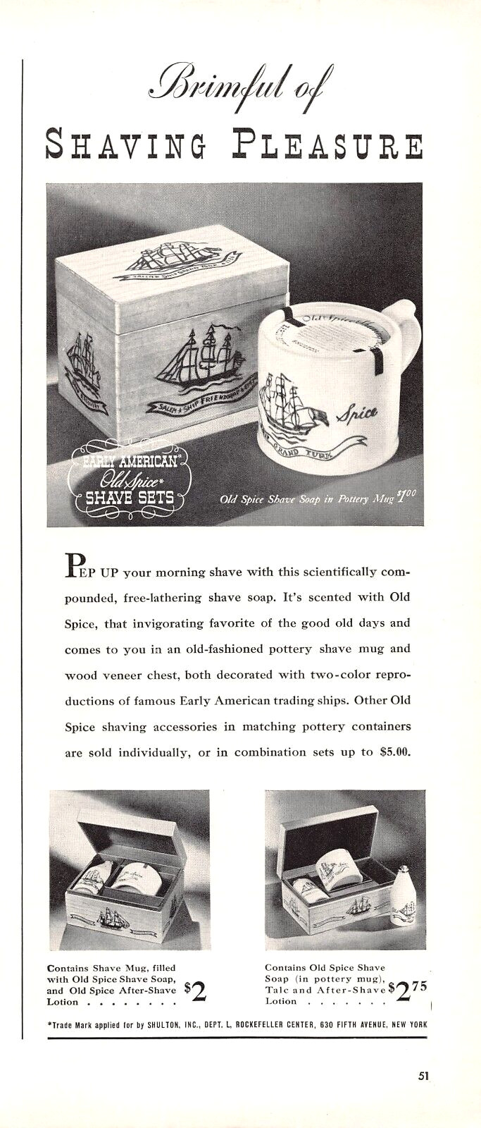 Old Spice Early American Shave Sets Shulton Inc New York Vtg Magazine Print Ad