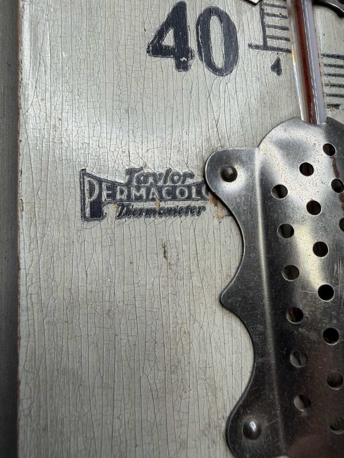 Early Wooden Painted Quality First Auto Tops Thermometer Chico, CA Permacolor