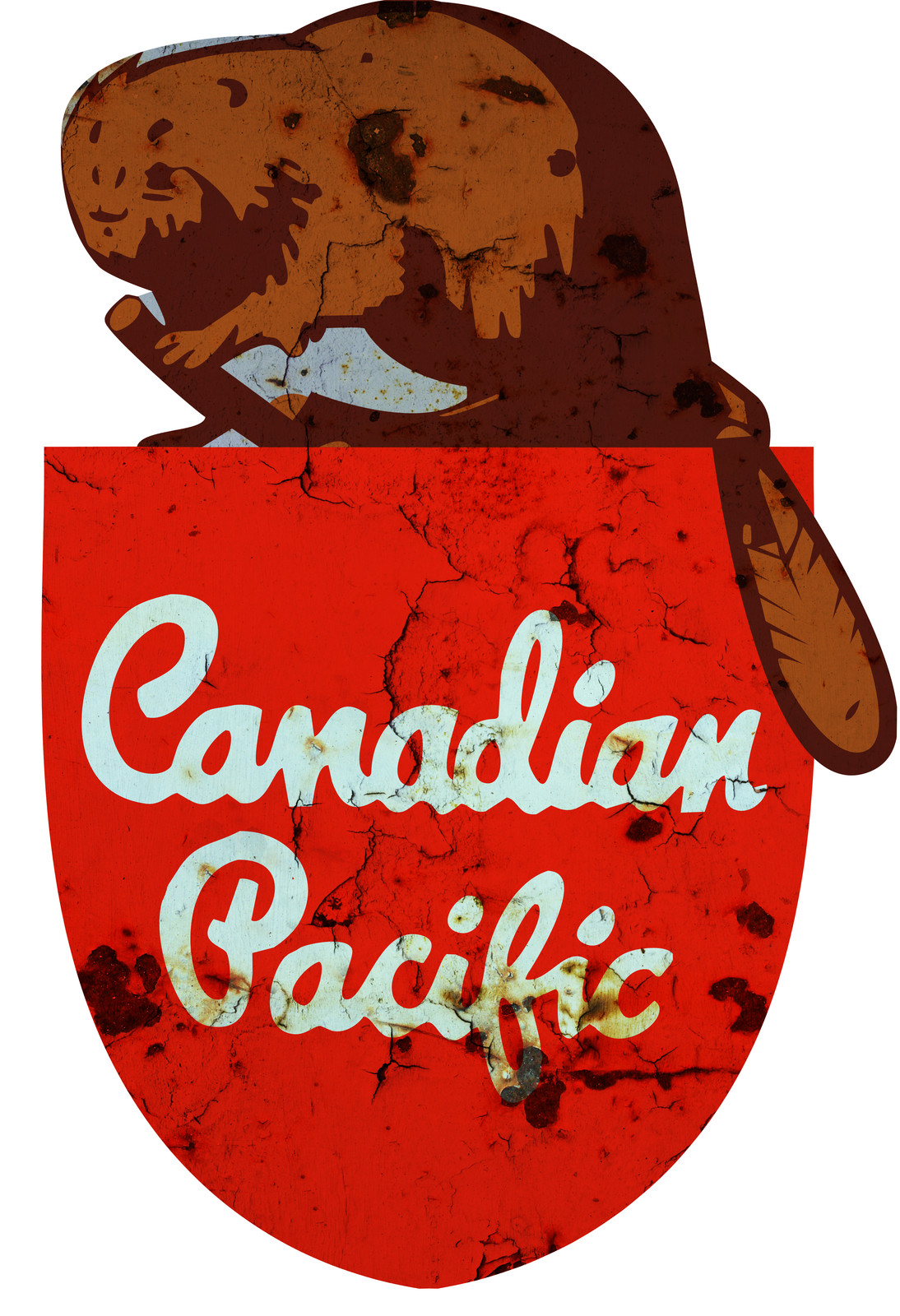 Aged Canadian Pacific Railroad Laser Cut Out Of Metal Reproduction 13×19.5