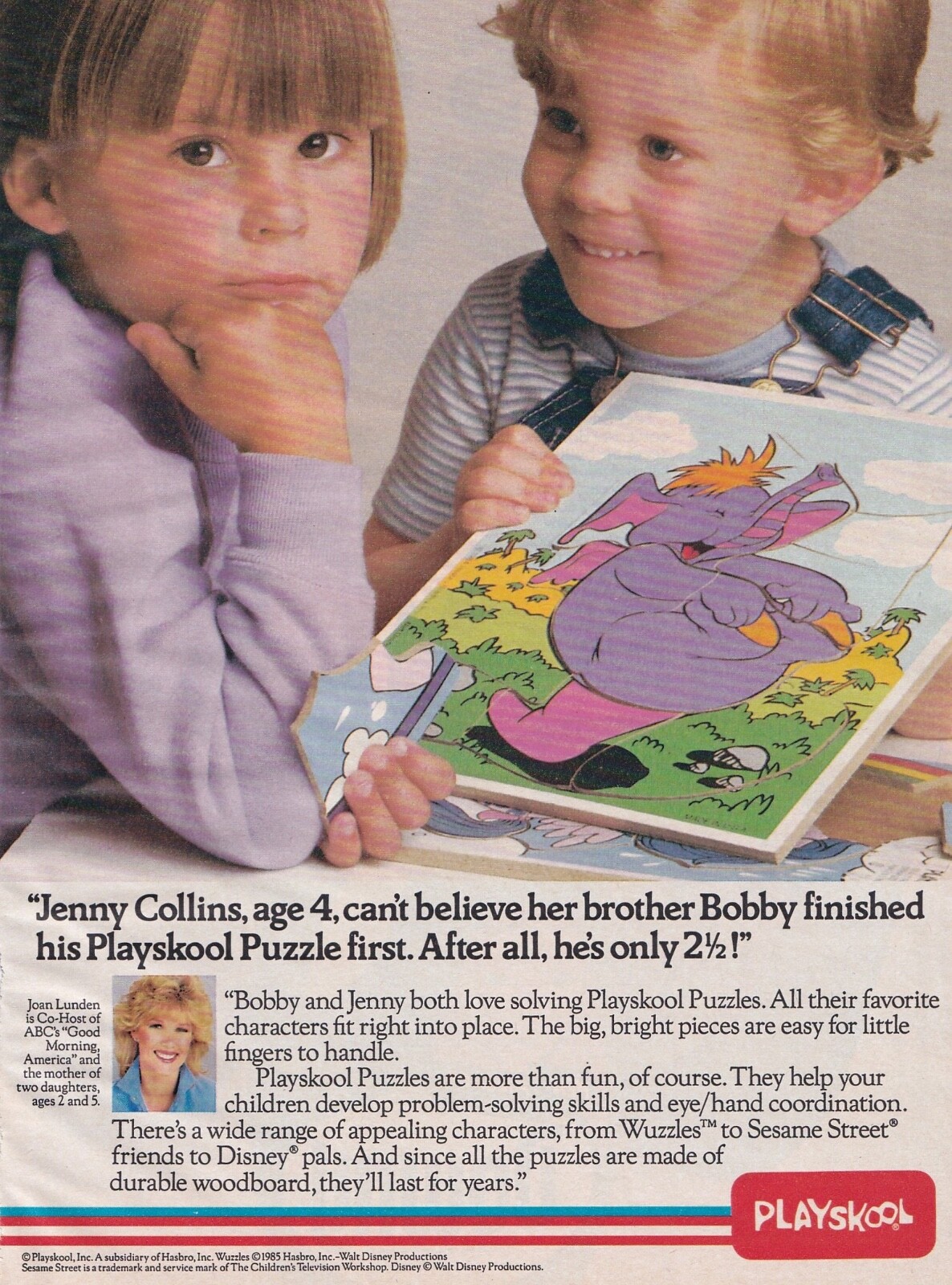vintage 1980s mag print ad Playskool Puzzle preschool toy activity nostalgic fun