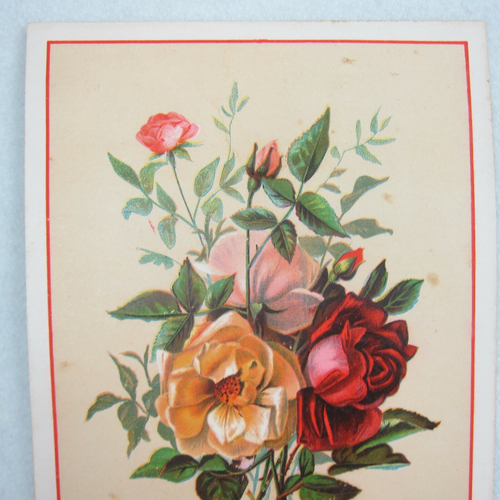 Antique Victorian Trade Card Flowers Florentina Red Pink Yellow Floral Bouquet