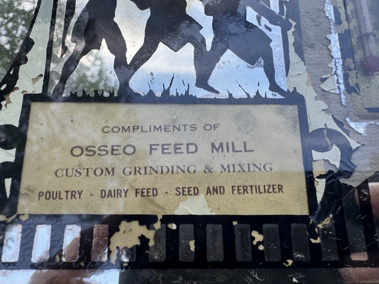 1930’s Advertising Thermometer Osseo Feed Mill Osseo Wisconsin Geo Washington