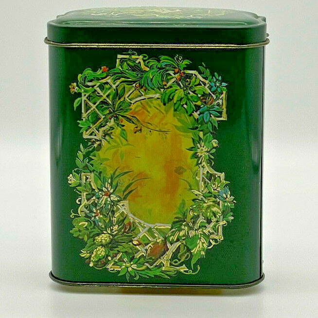1981 Avon Christmas Fruit Garden Metal Tin Container Vintage Empty 4″X 3″ X4.75″
