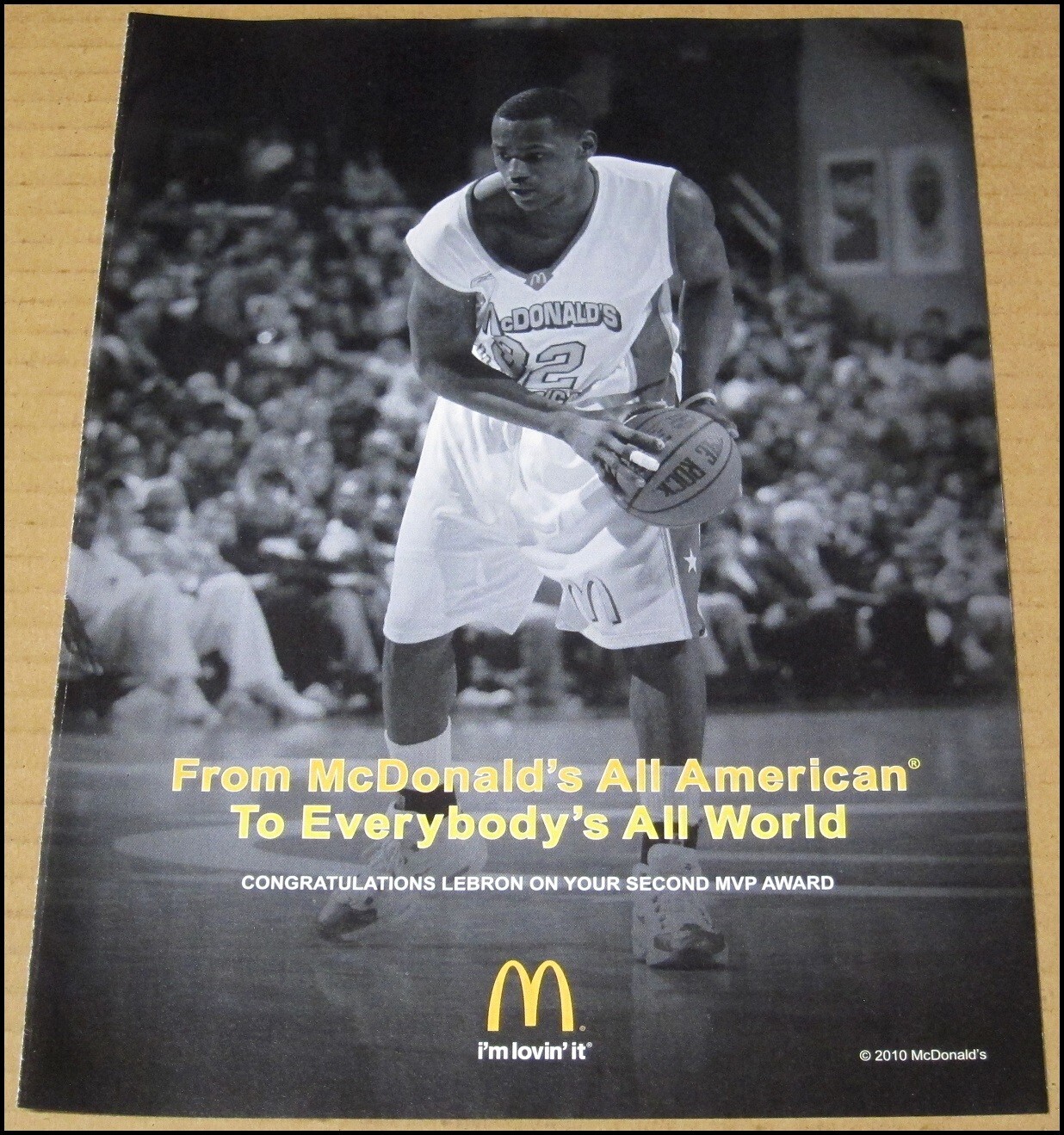 2010 LeBron James McDonald’s All American Print Ad Advertisement NBA MVP Award