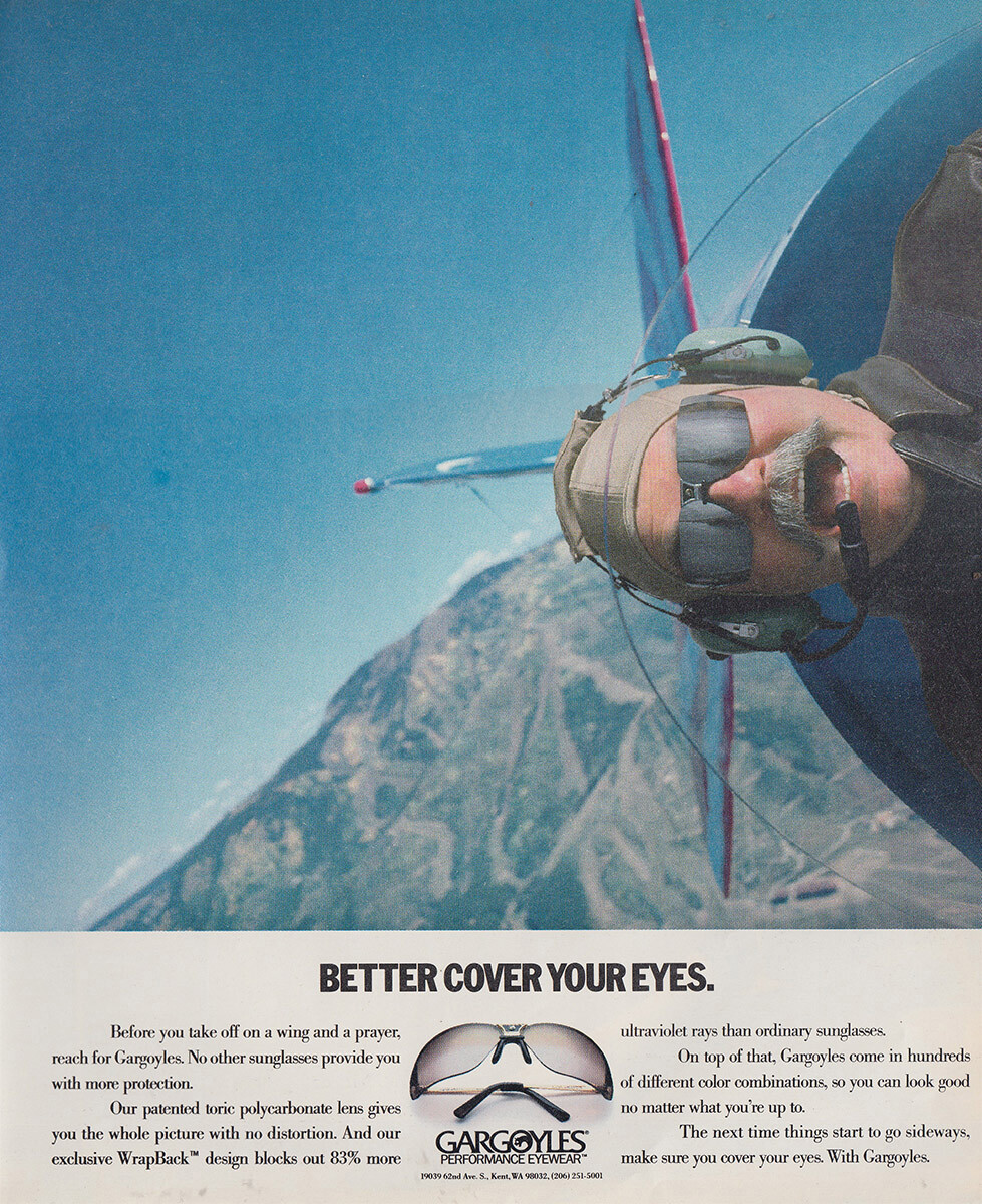 1990 Gargoyles Eyewear: Better Cover Your Eyes Vintage Print Ad