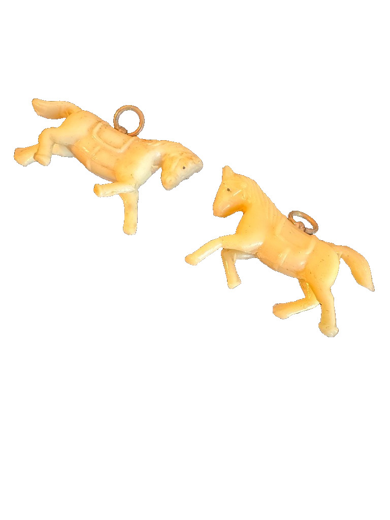 Vintage Celluloid Horse Charm Maybe Cracker Jack Prize Set Of 2