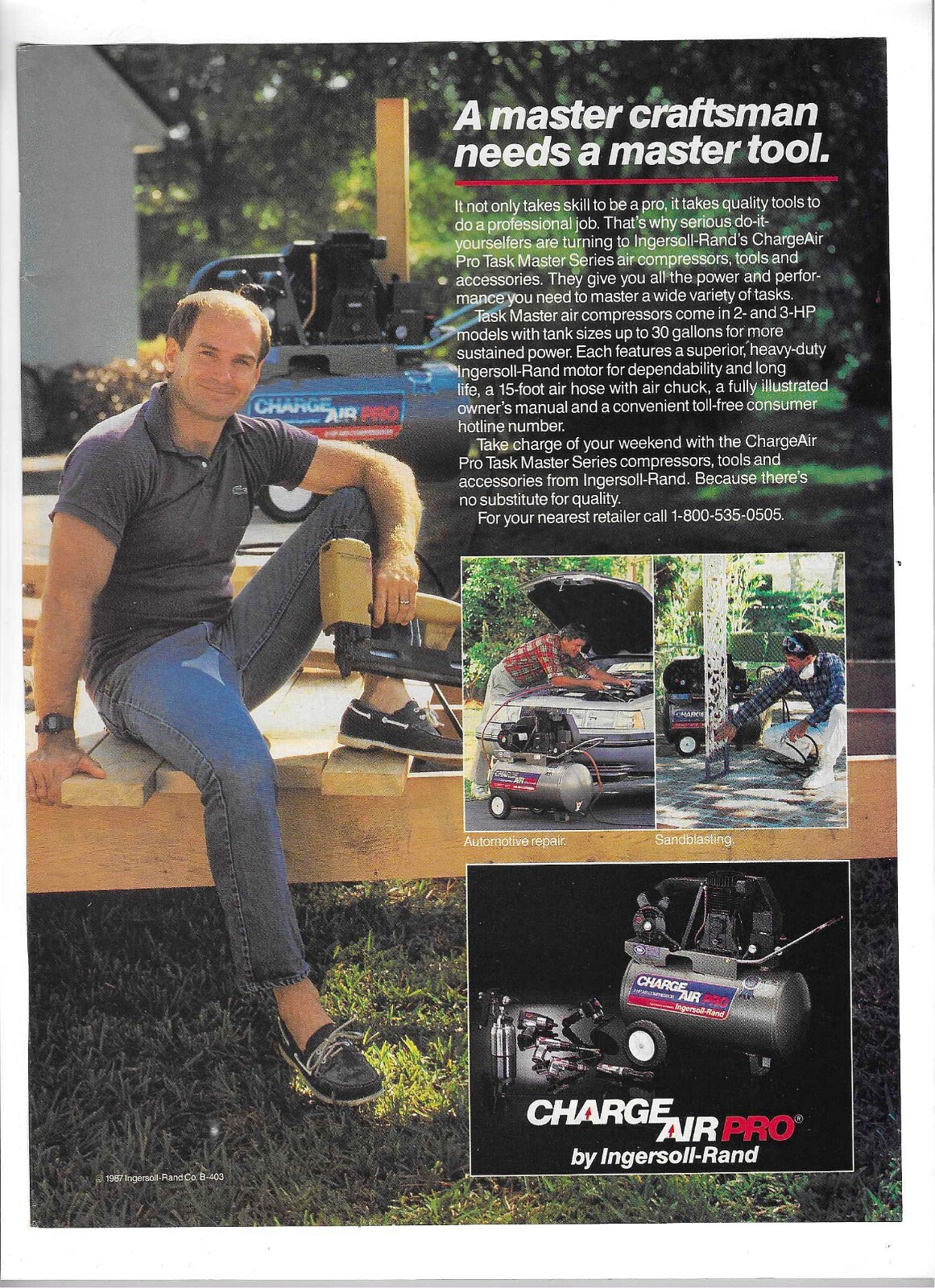 1987 Charge Air Pro Air Compressor Ingersoll-Rand Vintage Print Advertisement