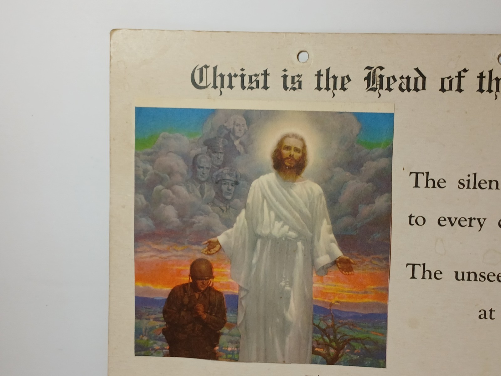 1940s WW2 Era Vintage Jesus Christ is the Head of this House Sign WW2 Military