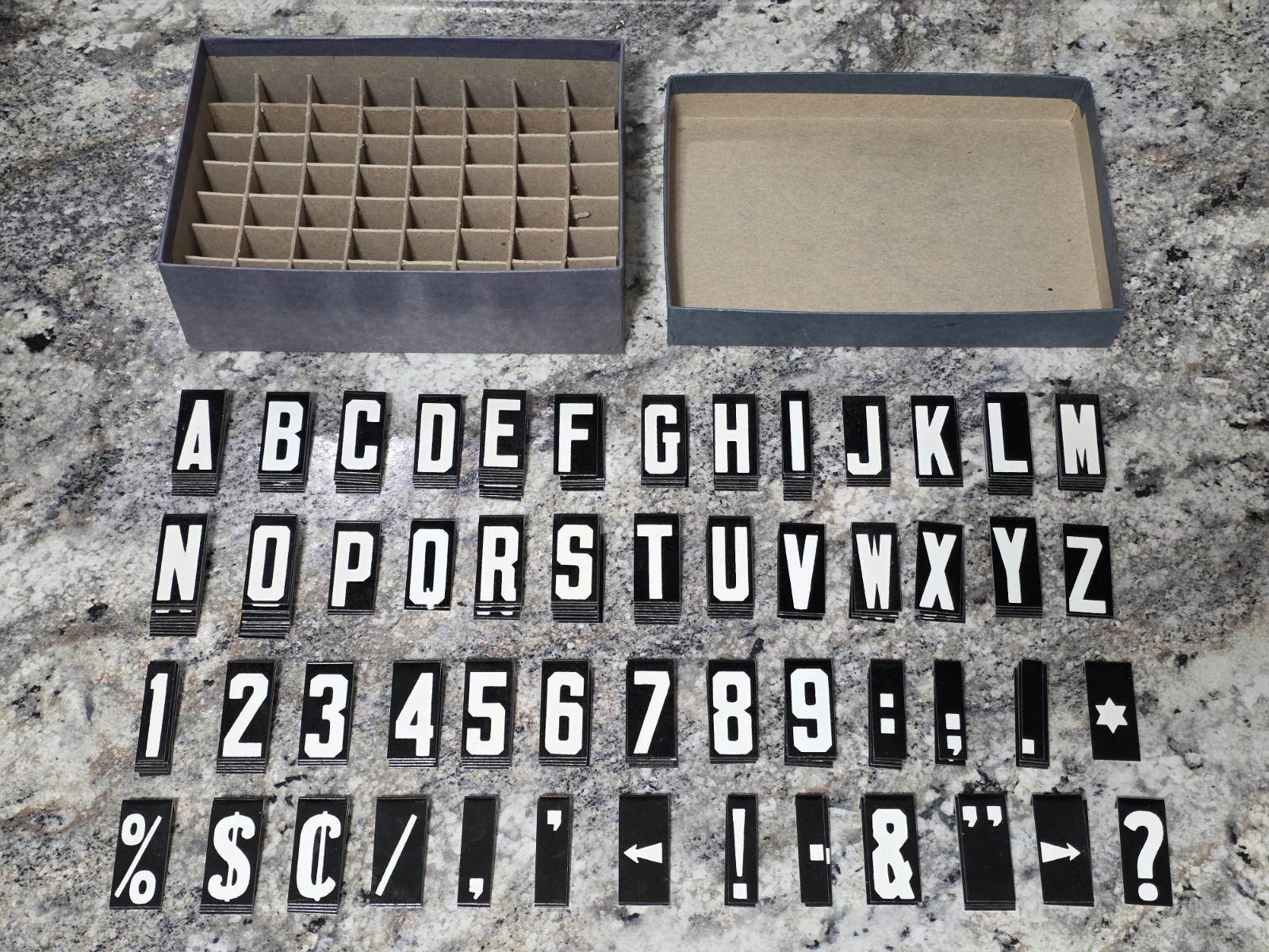 Vtg Unitype Letters Numbers Symbols Church Sign 243 Total, 1 5/8″ Arts & Crafts