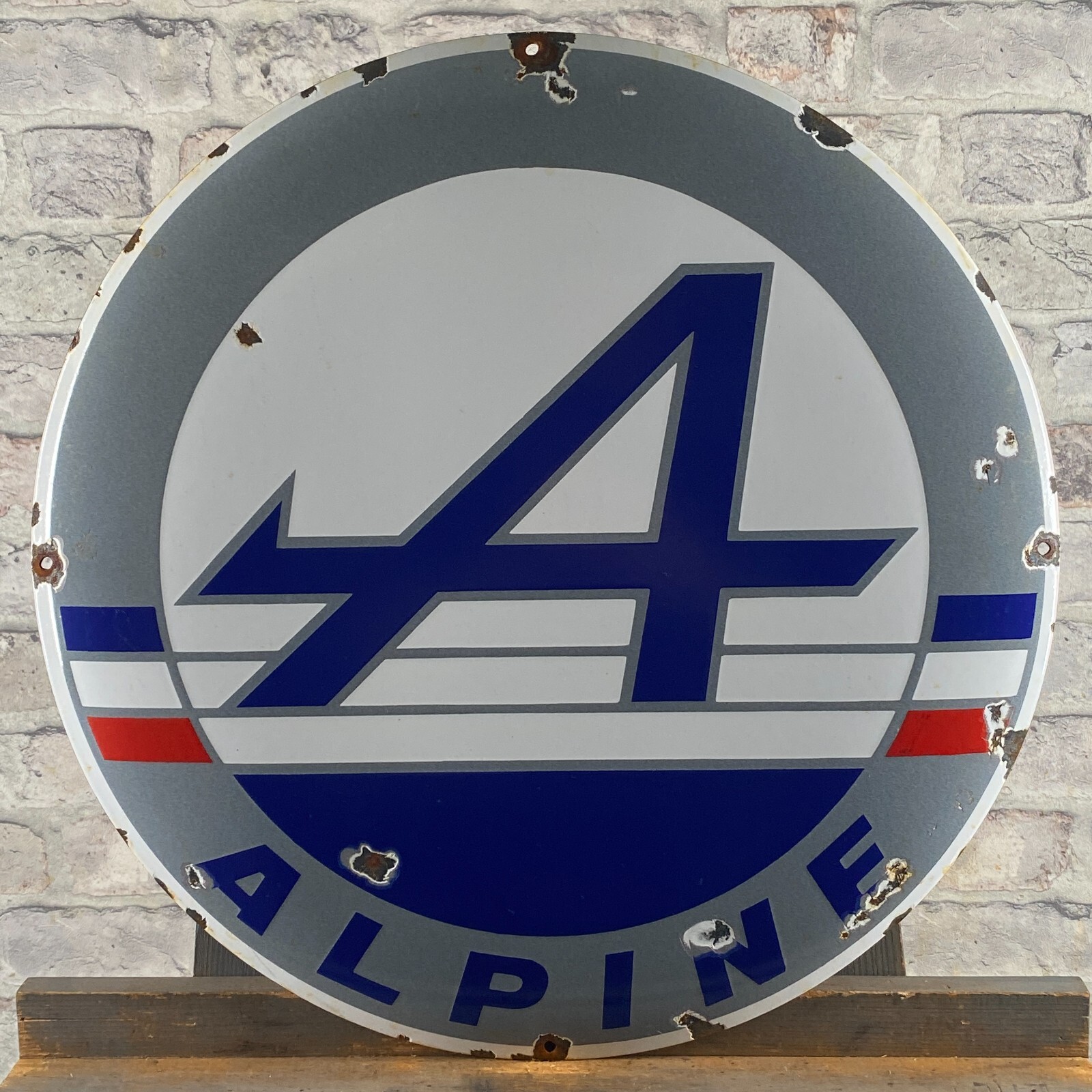 RENAULT ALPINE – Enamel Sign – Ø 50cm (19.7″) – Collector Workshop Large Signage