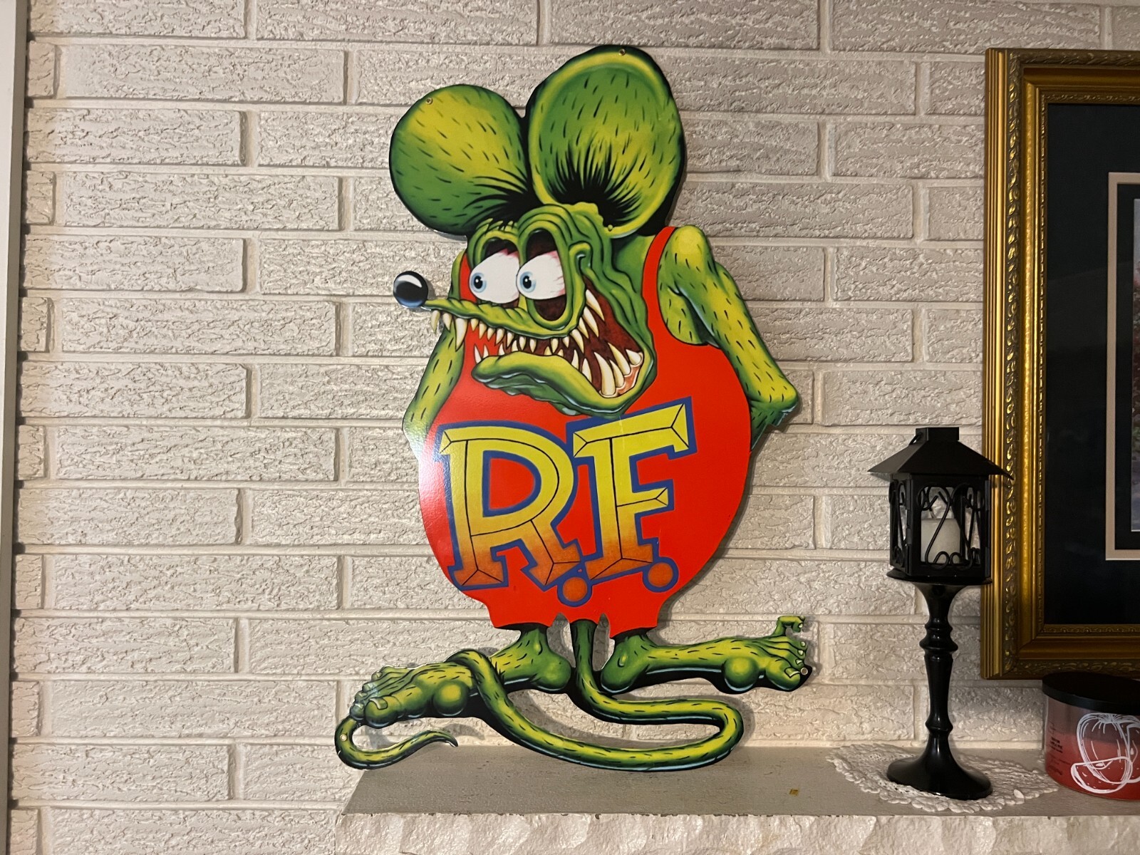 Large Format Rat Fink Cut Out Steel Sign Ed Big Daddy Roth 30×18. Rat Rod Hot