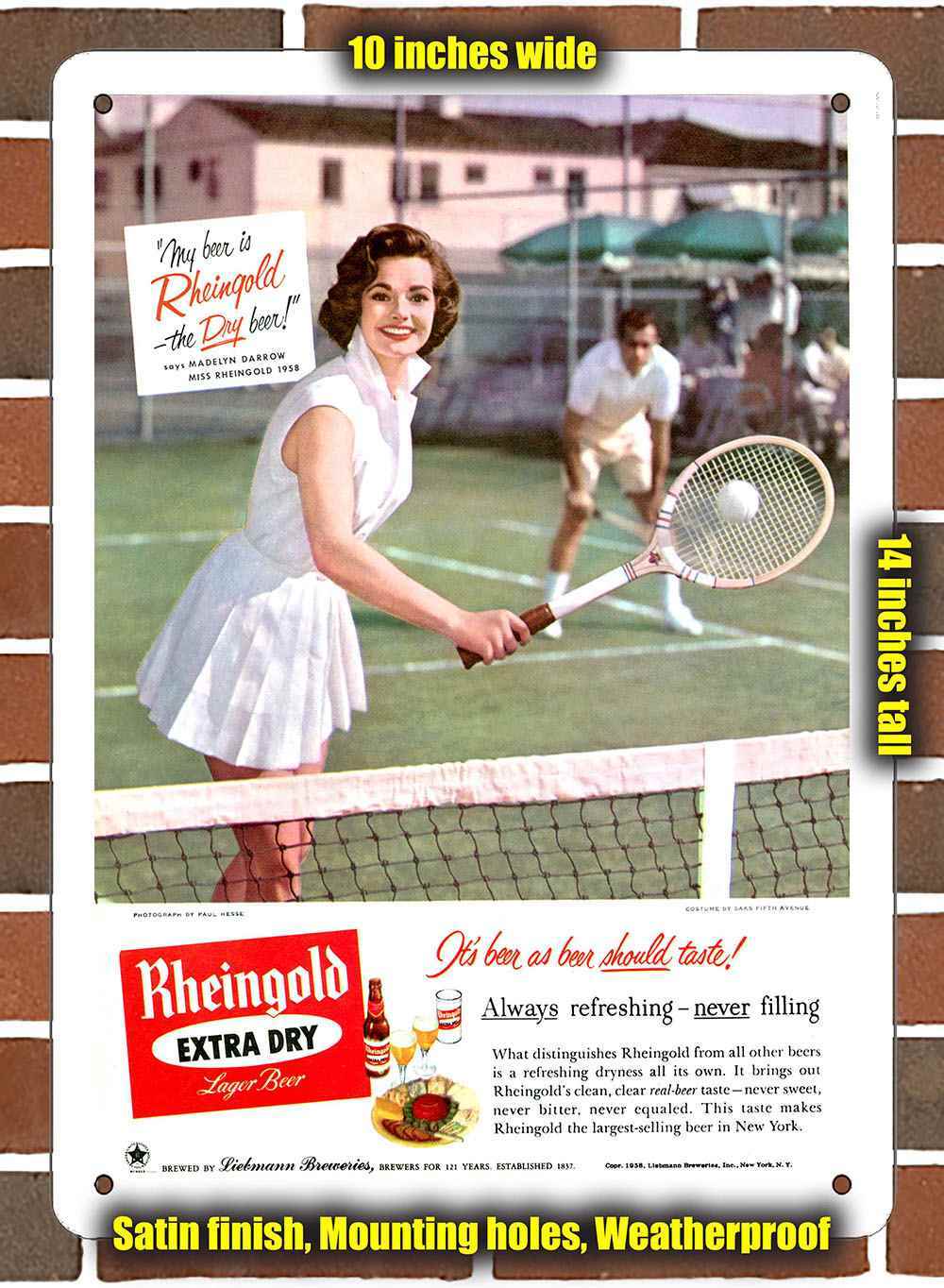 Metal Sign – 1958 Madelyn Darrow for Rheingold Beer- 10×14 inches