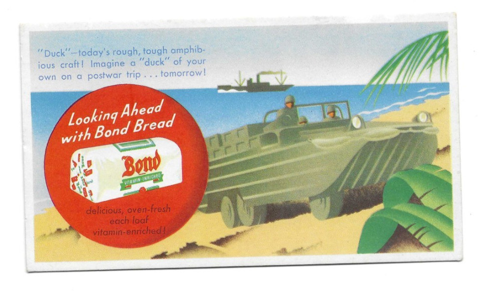 WWII Bond Bread Blotter Army DUCK Amphibious Landing Craft Unused Nice