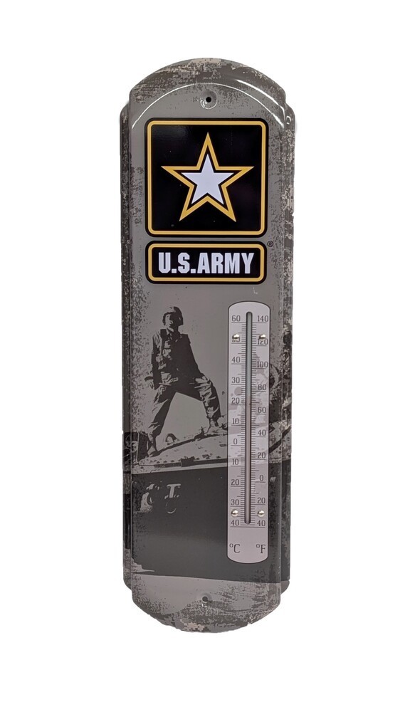 U.S.Army Logo 5 X 17 Metal Thermometer. Show Your Patriotism. Use In or Outdoors