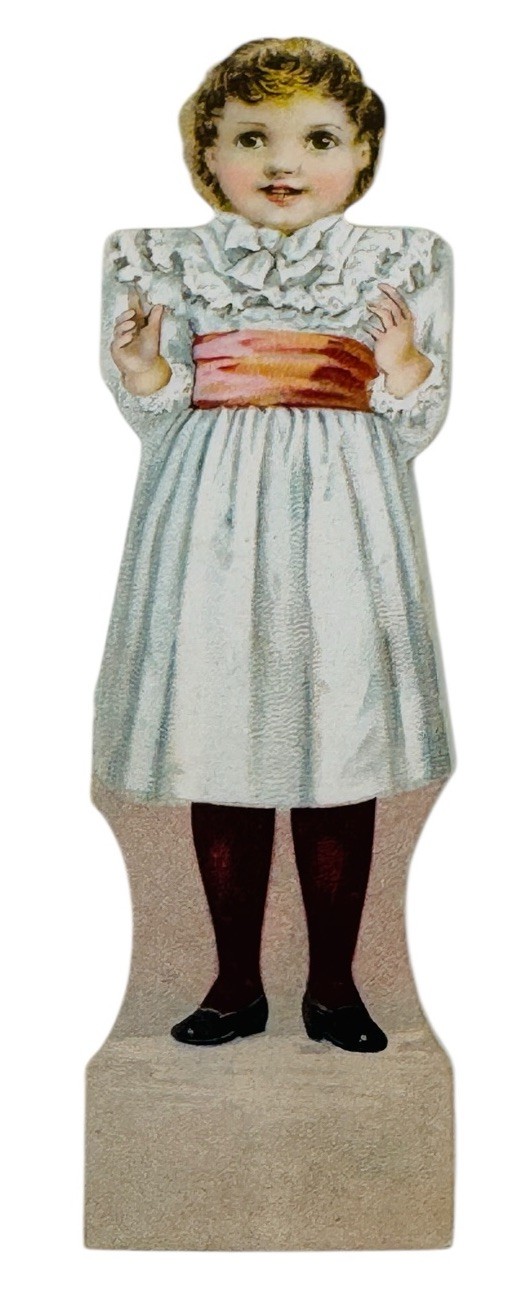 VICTORIAN MERCHANT 5-1/2″ TALL PAPER DOLL – MCLAUGHLIN’S XXXX COFFEE, 1894