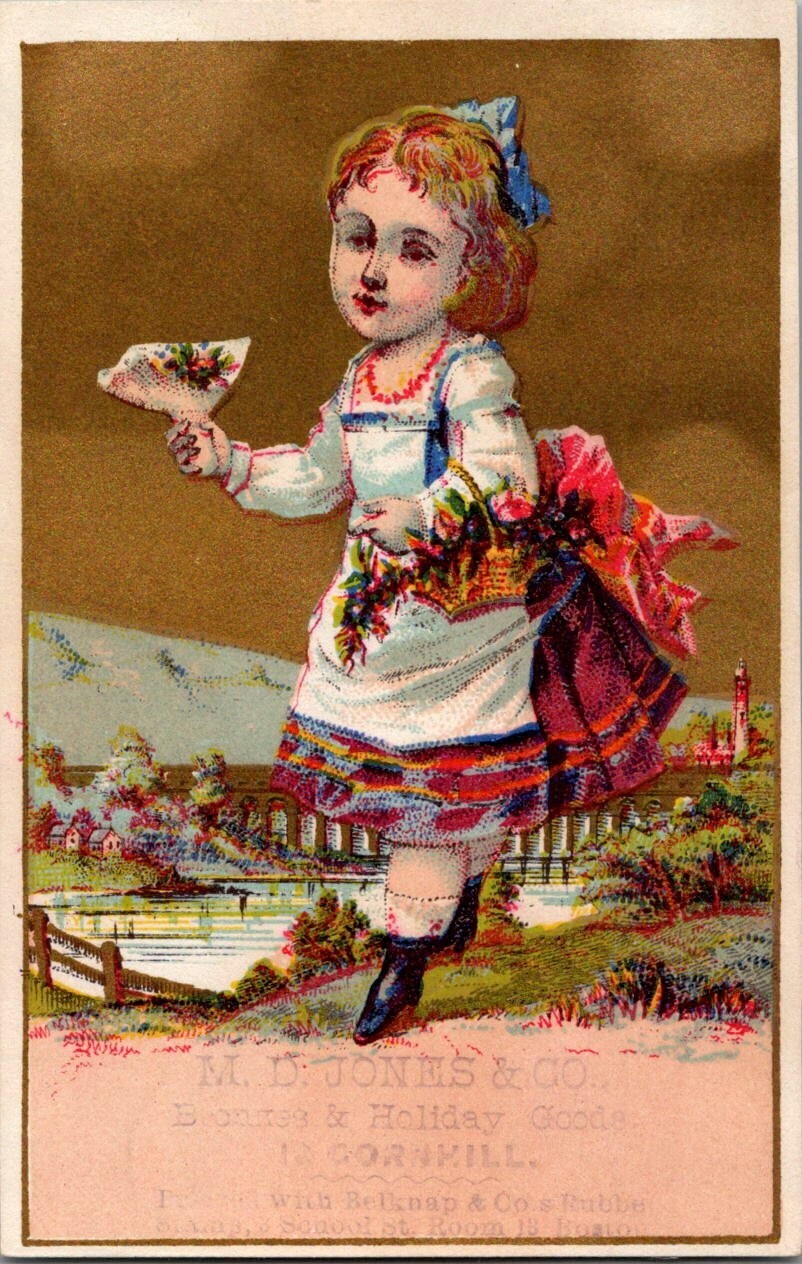 Lovely Young Girl with Fan Junk Journal Ephemera Victorian Trade Card