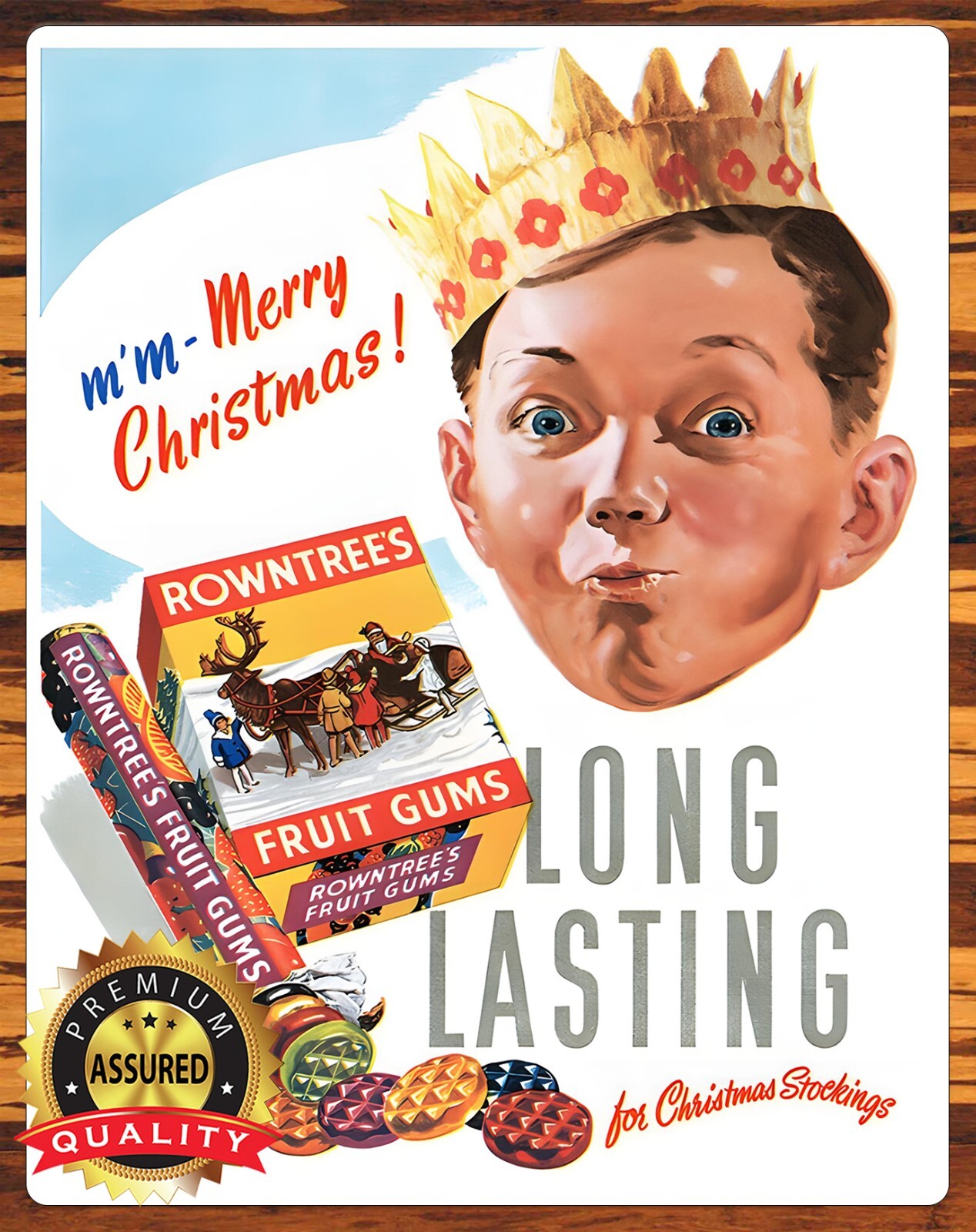 Rowntrees – Fruit Gum – Long Lasting – 1950s – Metal Sign 11 x 14