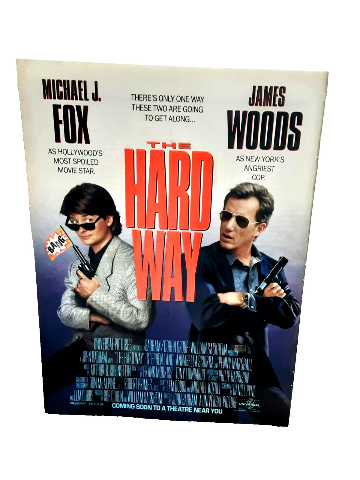 1991 The Hard Way Movie Print Ad Michael J Fox James Woods Action Comedy