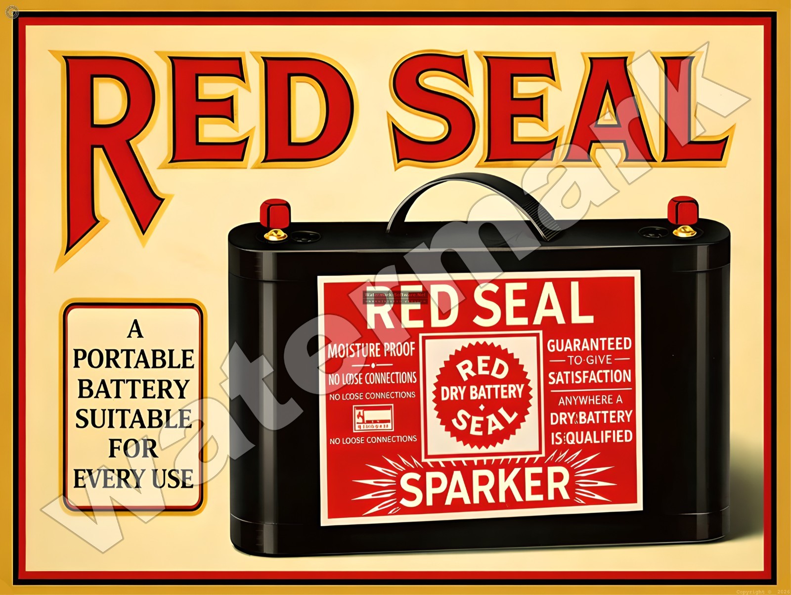 Red Seal Dry Battery Sparker Metal Sign 9″ x 12″ or 12″ x 16″
