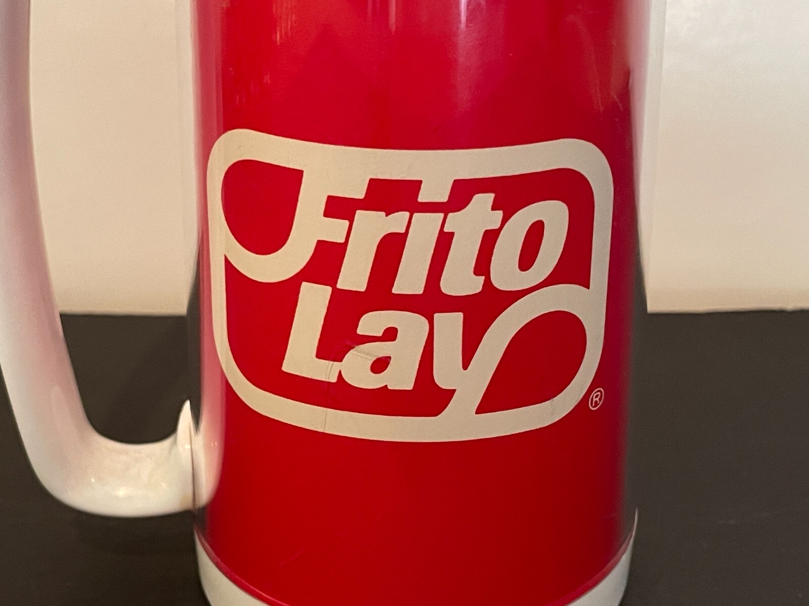 Frito Lay Thermo-Serv Red and White Large Plastic Insulated Mug – 6 1/4″ Tall