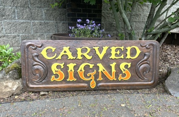 Vintage Hand Carved wood sign circa 1974. Solid Pine with hanging hooks