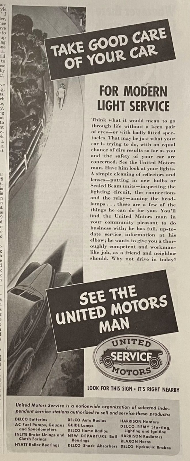 Vintage Print Ad 1942 United Motors Service Automotive Maintenance Original u
