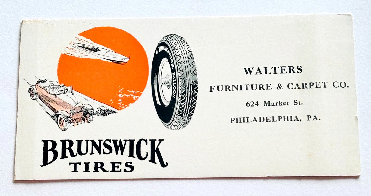 7″ Advertising Ink Blotter Card Brunswick Tires Philadelphia Pennsylvania