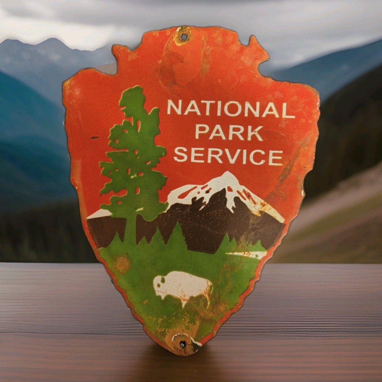 Vintage National Park Service Porcelain Sign Camping Hunting US Forestry Service