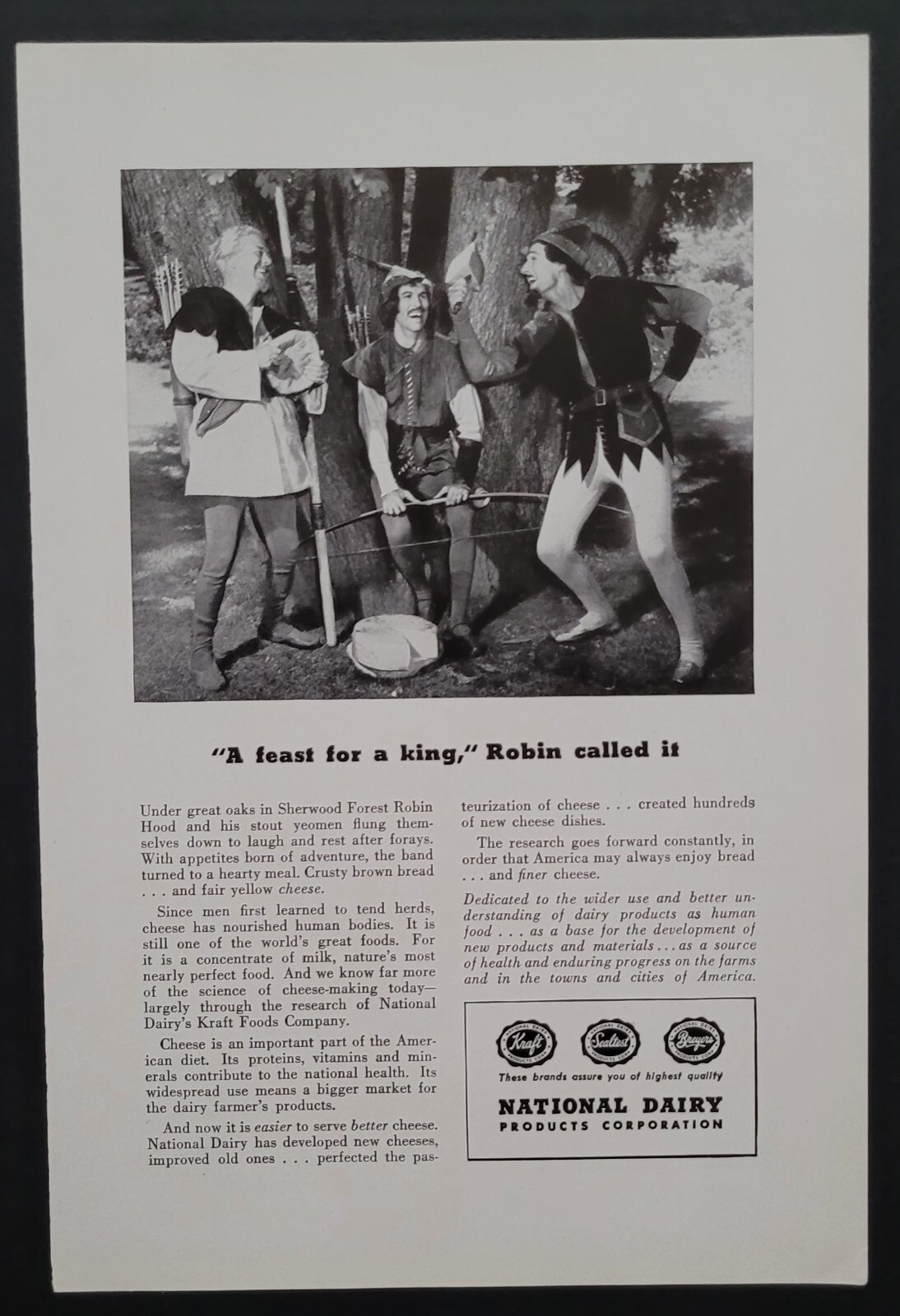1947National Dairy Products Vintage 7×10″ Print Ad 1940’s A feast for a KING
