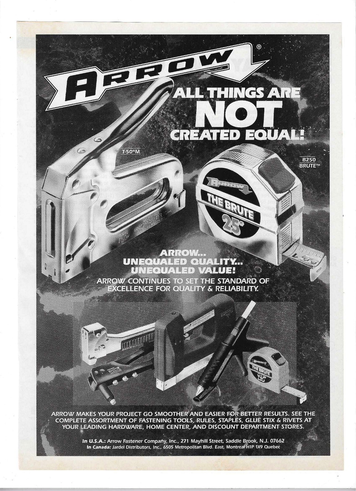 1993 Arrow Fastener Company Hand Tools Woodworking Vintage Print Advertisement