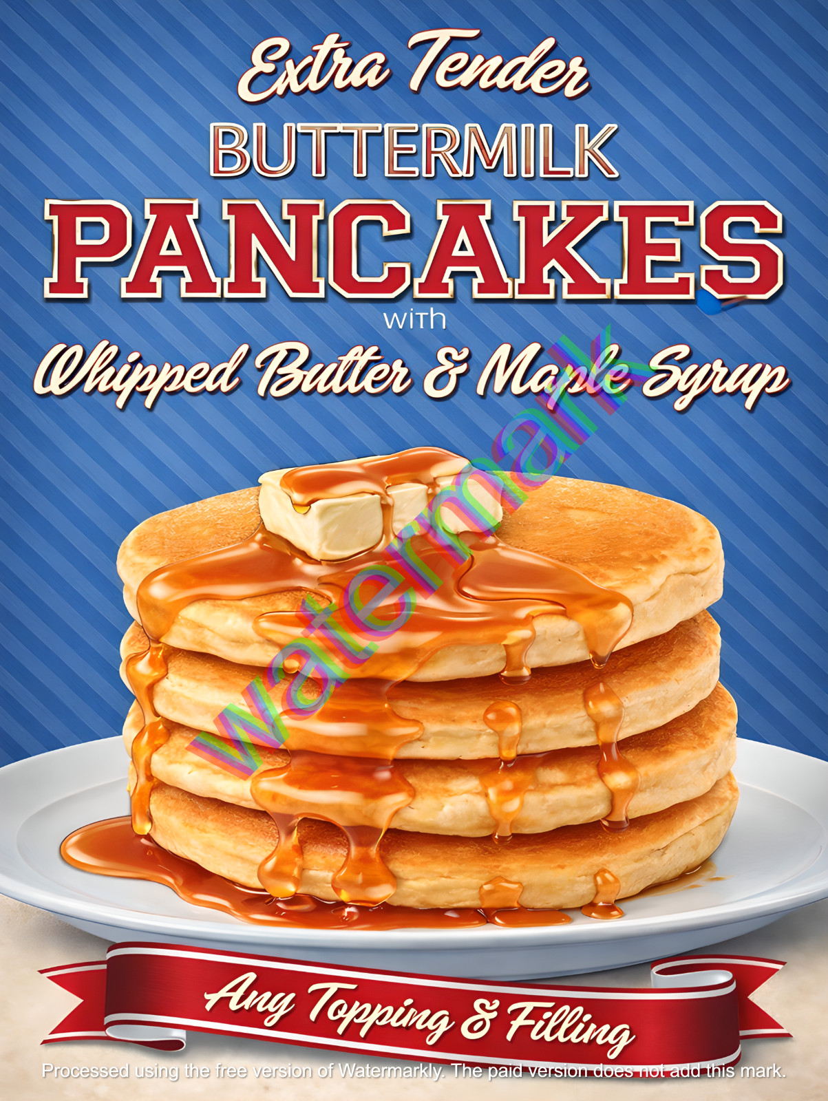 Extra Tender Buttermilk Pancakes Metal Sign 9″ x 12″ or 12″ x 16″