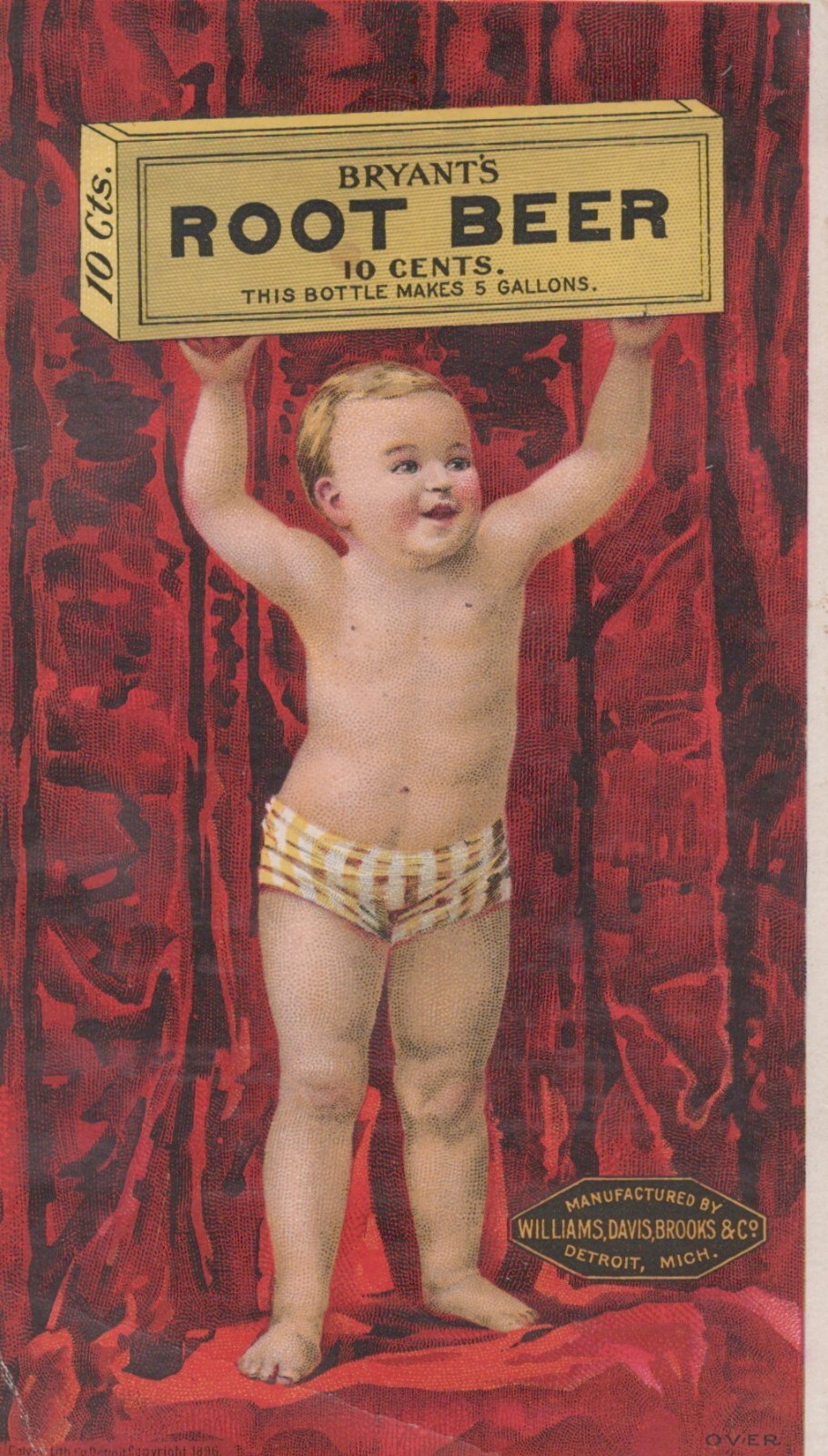 Bryant Root Beer Baby Sign Advertising 1890s Trade Card A3JJ
