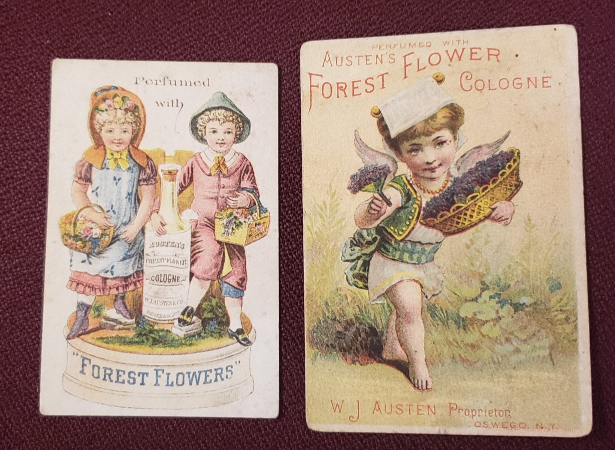 Austens Forest Flowers Cologne C D Gibson Druggist Victorian Trade Cards 2