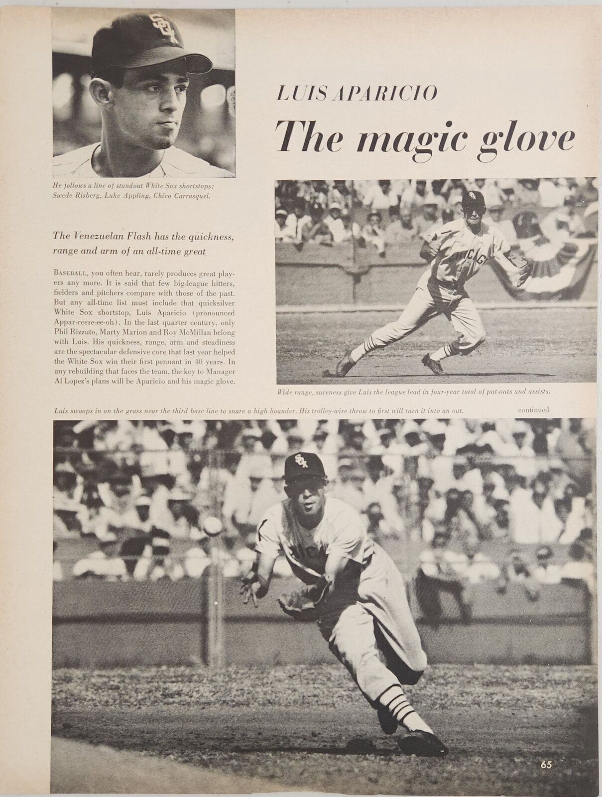 1960 Magazine Photos Article Luis Aparicio Chicago White Sox Shortstop Venezuela