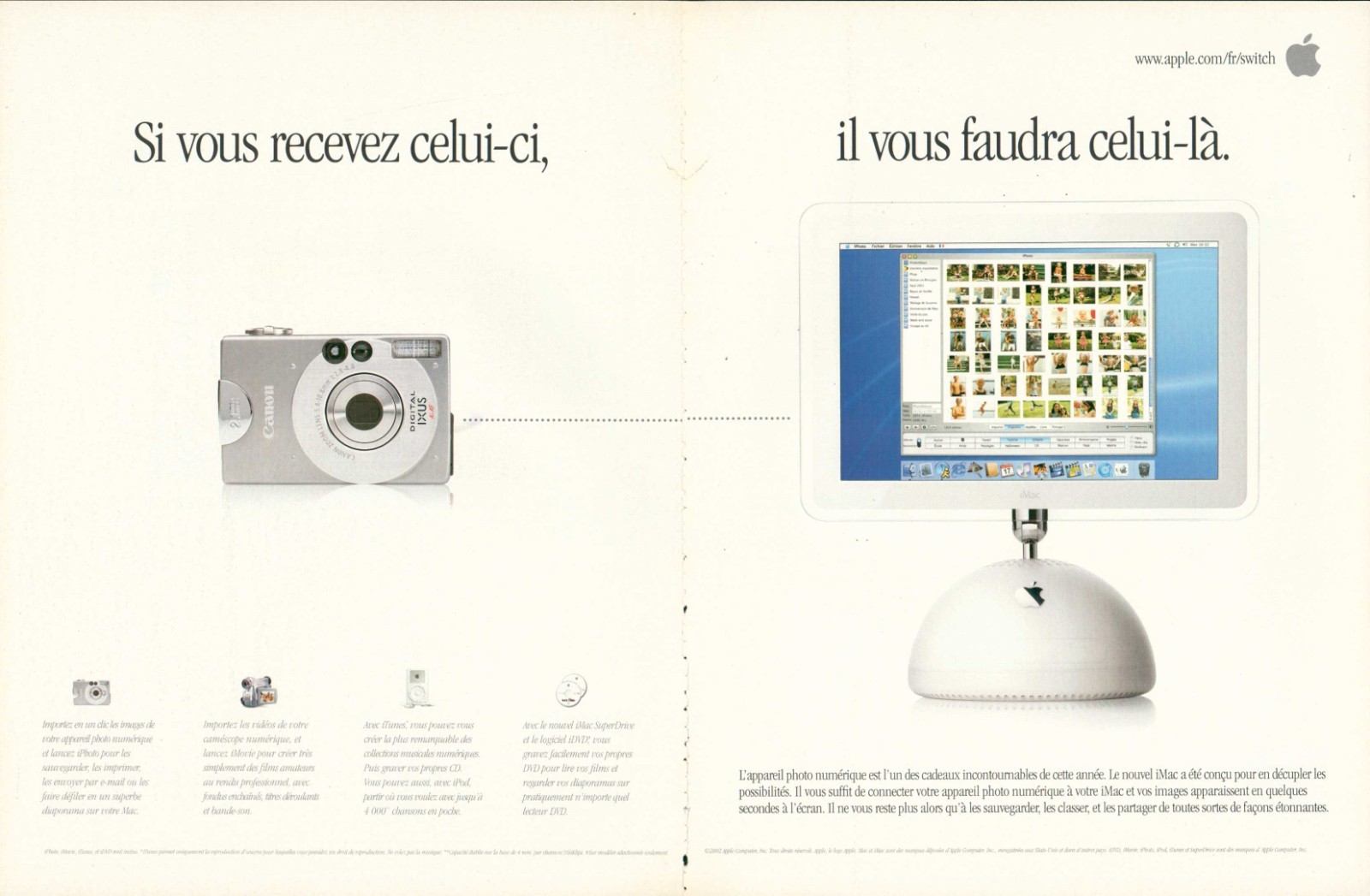 Apple Magazine Print Ad Advert iMac G4 Computer Switch “Digital Hub” fr 2pg 2002