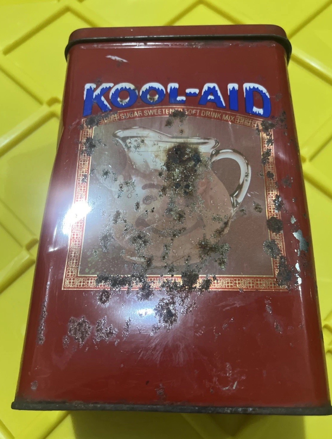 1950’s Vintage Metal Red Kool-Aid Beverage Container Tin Stage Prop As Shown