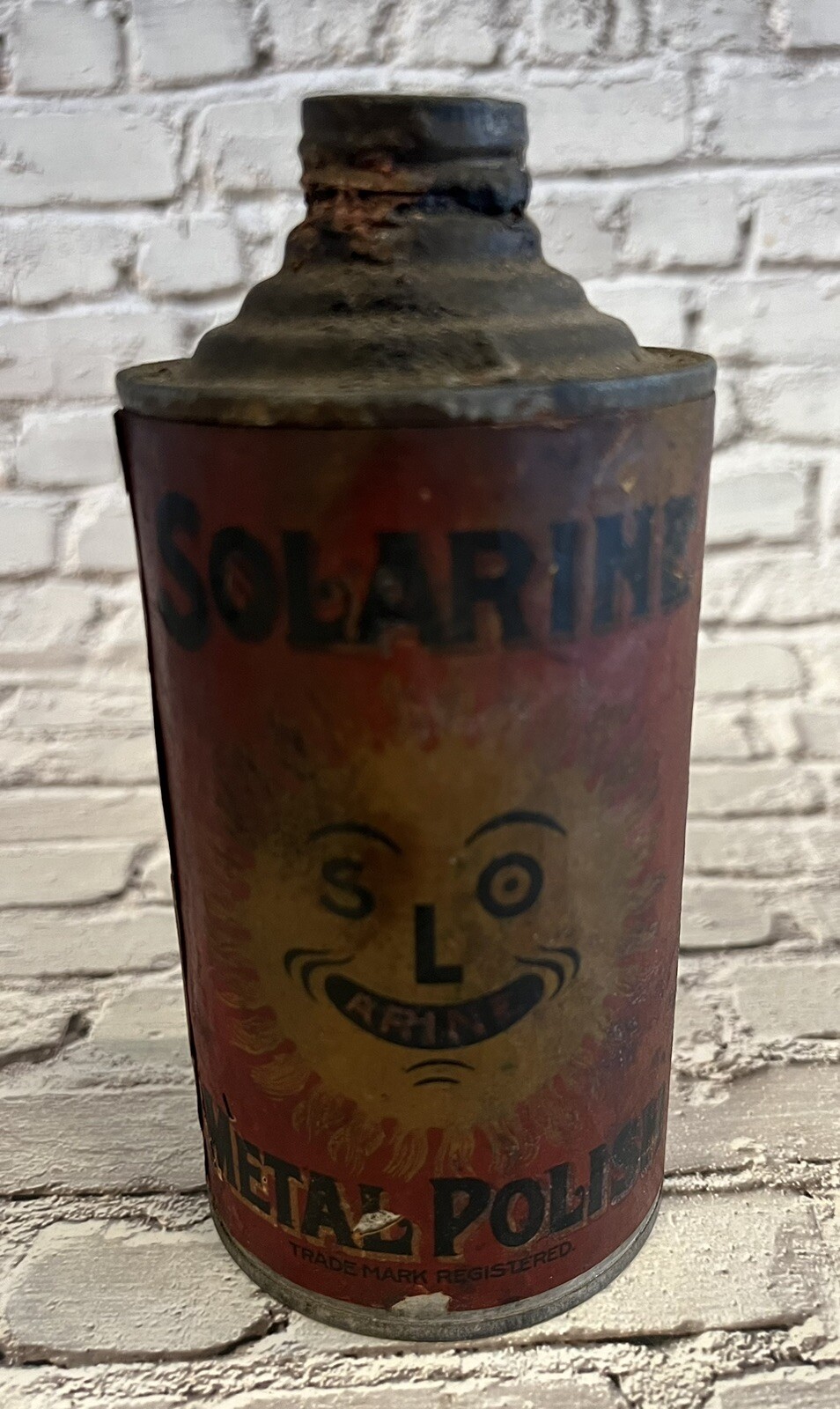 Antique Solarine Metal Polish Tin Can w/ Paper Label Chicago USA
