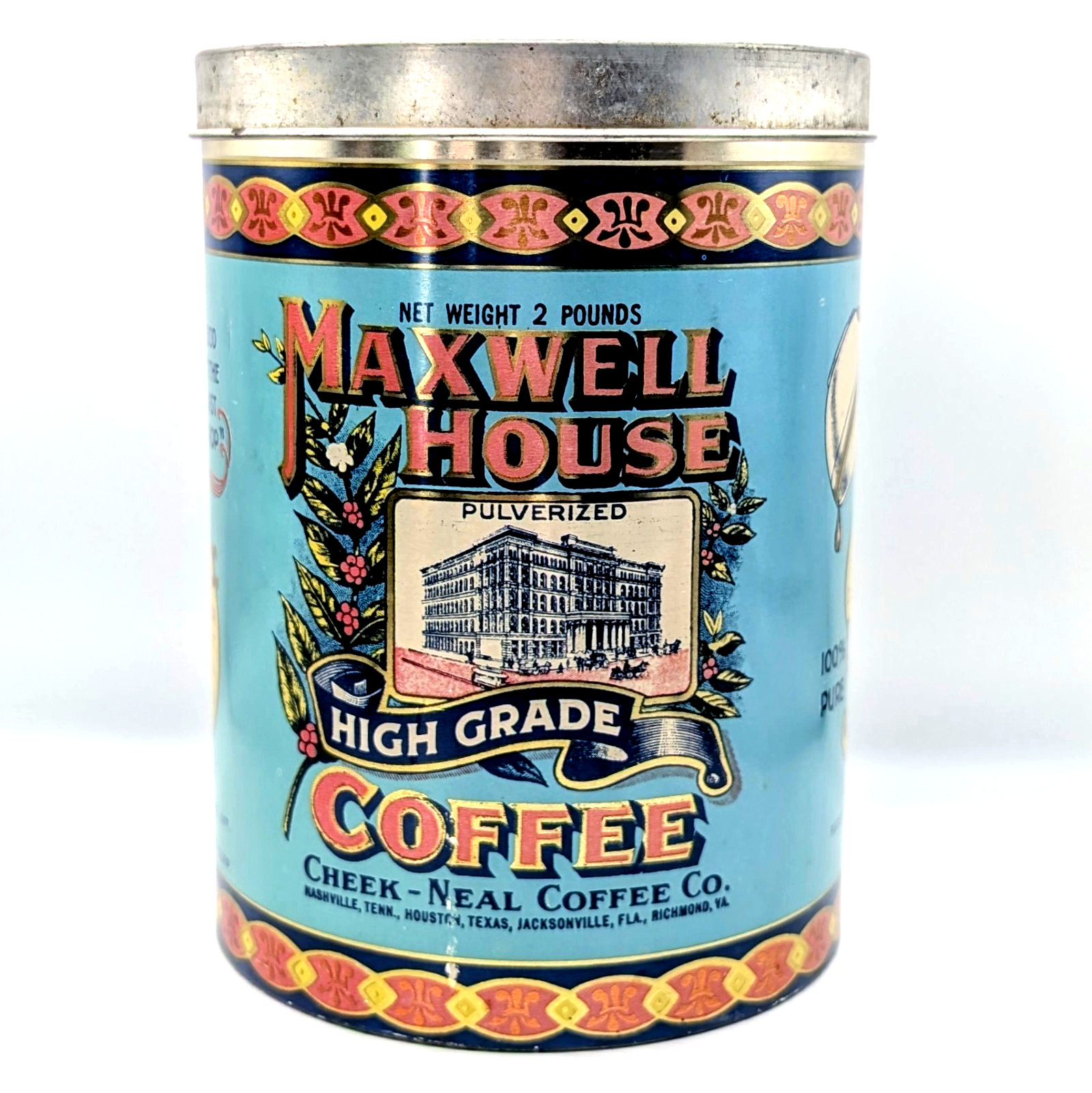 Vtg 1979 Maxwell House Coffee Tin Canister Cheinco High Grade Kitchen Prop Decor