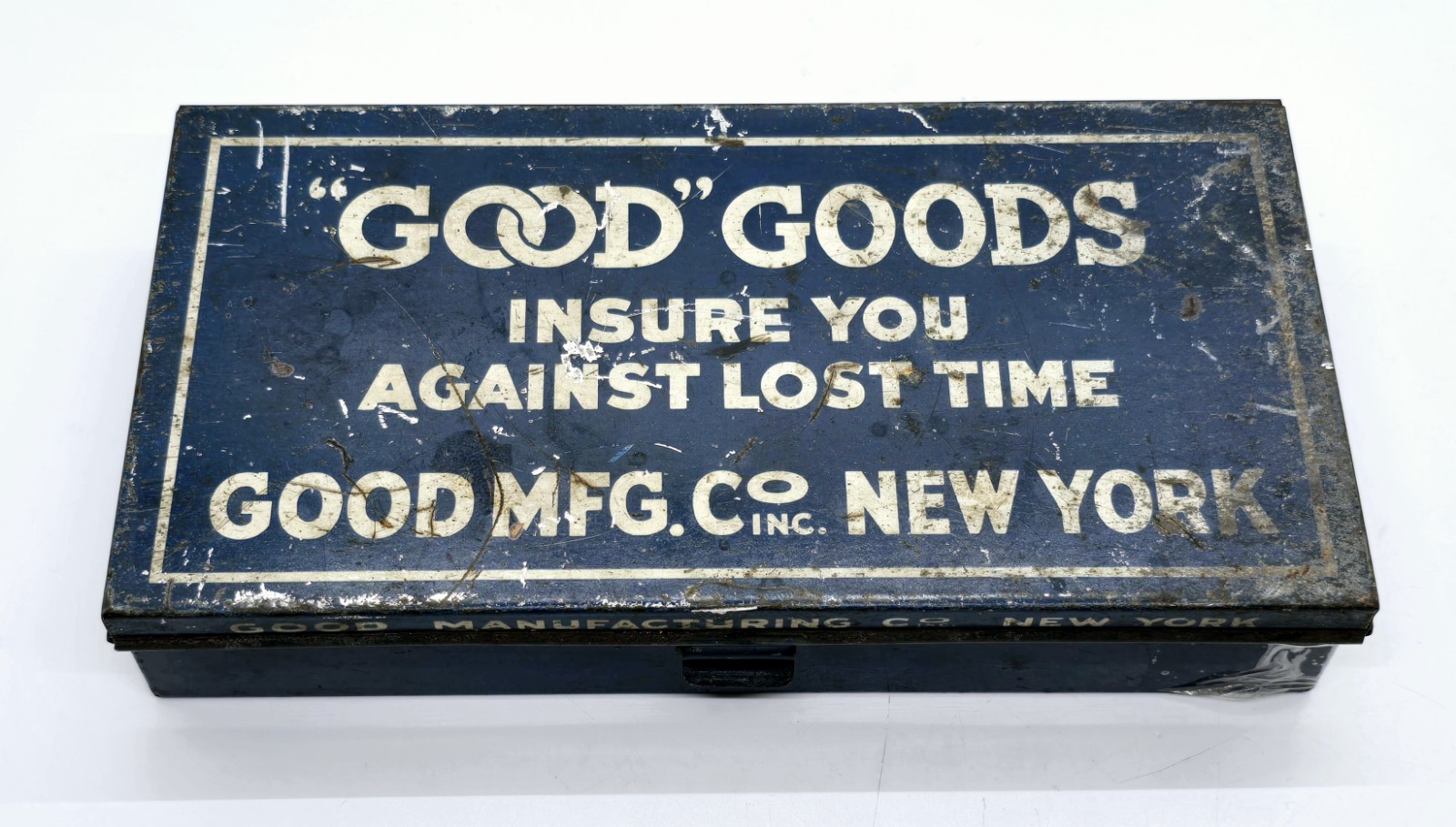 Rare Vintage Good Goods Manufacturing Co New York Advertising Tin W/ Contents