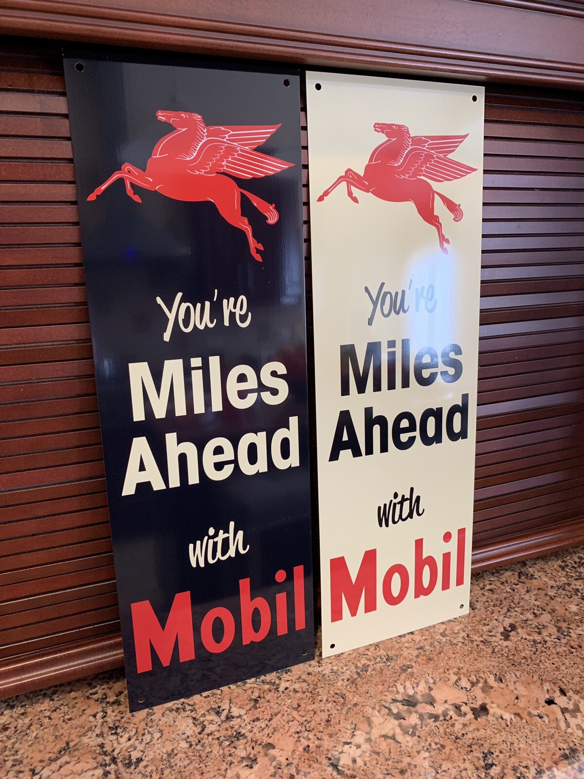 Mobiloil Mobilgas Mobil Gasoline Gas sign Pump Oil Banner Style 2 Signs Combo