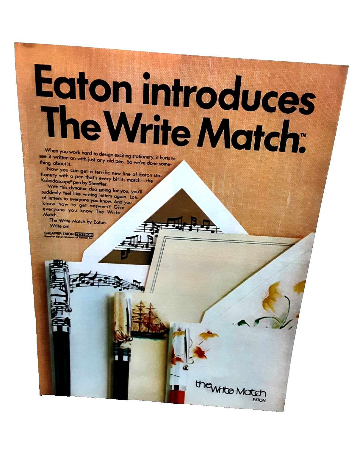 1978 Eaton The Write Match Stationery Sheaffer Pen Vintage Print Ad