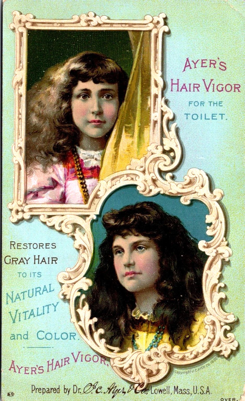 Ayer’s Hair Vigor Restores Gray Hair to Natural Color Victorian Trade Card