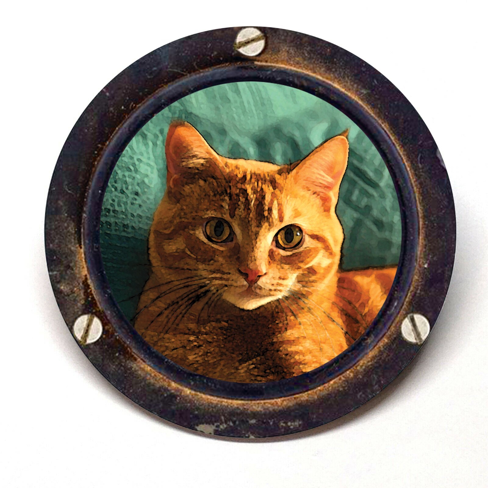 Orange Tabby Cat Advertising Souvenir Pocket Mirror