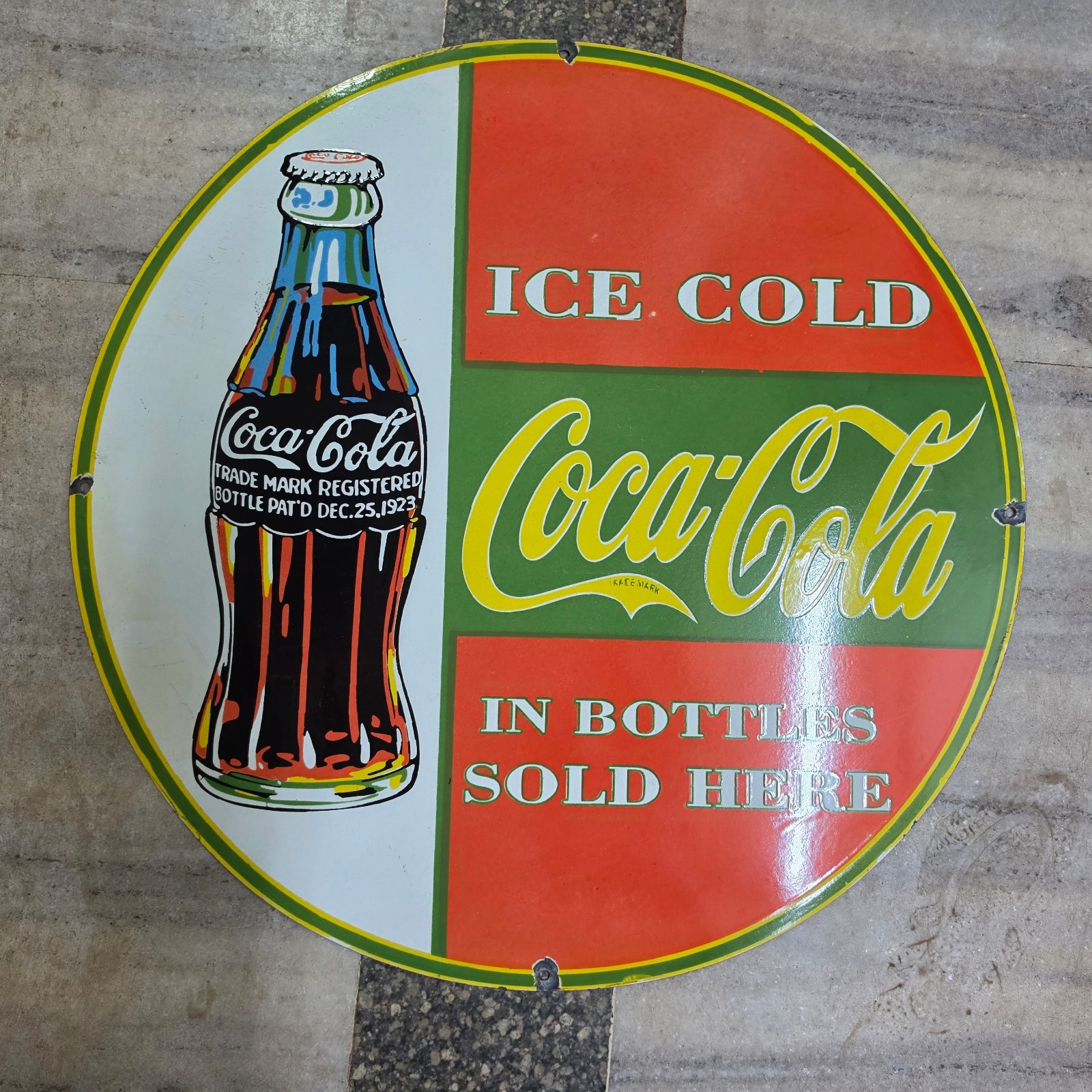 COCA-COLA PORCELAIN ENAMEL SIGN 29 X 29 INCHES