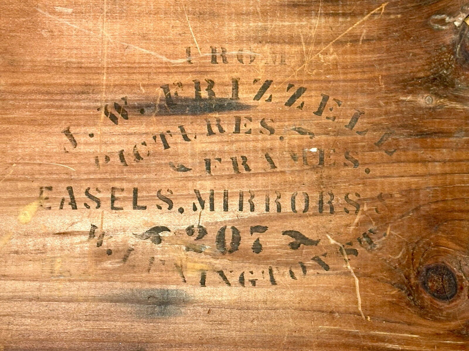 Antique Chicago Wooden Advertising Sign JW FRIZZELL Primitive 1880s 19×13 Inch