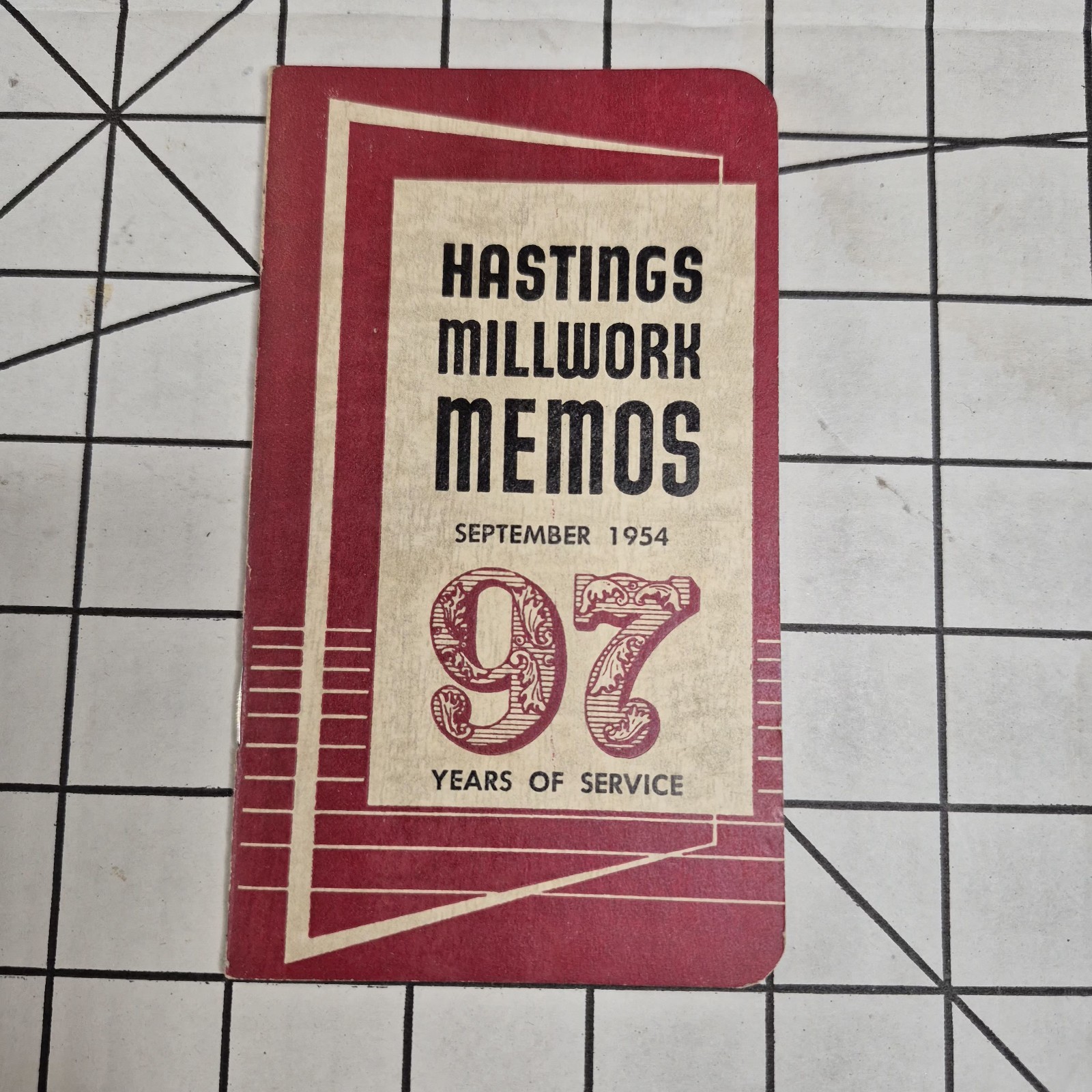 Vintage 1954 Hastings Millwork Memos Pocket Memo Book Advertising Calendar